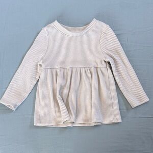 Cat & Jack Cream Ribbed Long Sleeve Top